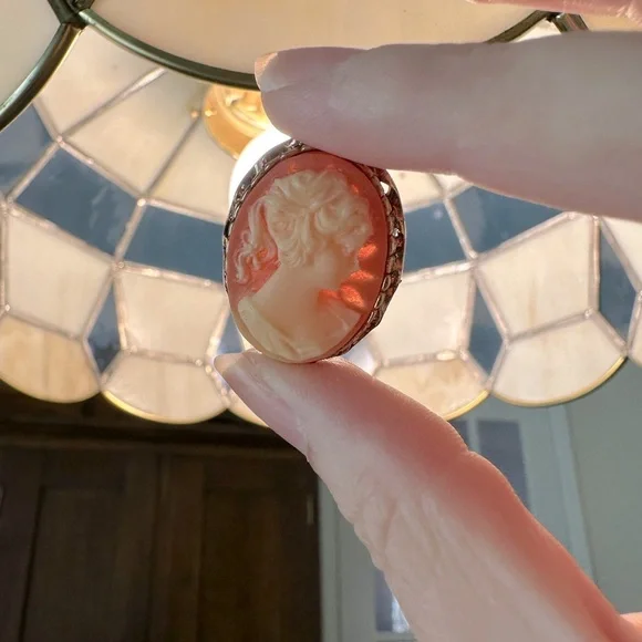 Vintage Cameo Brooch/Pin Unsigned Intricate Ornate Frame MCM 1950's - Picture 6 of 12